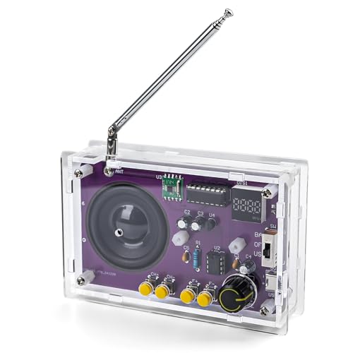 Radio with 2inch Speaker and Acrylic Case, DIY FM Radio Soldering Project, Electronic Soldering Practice Kit for High School STEM Education