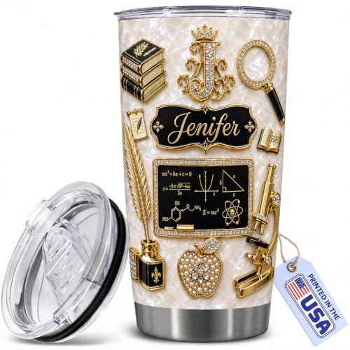 Raevaki Personalized Teacher Tumbler - Gifts For Teachers - Custom 2D Flat Back To School Cup T14 - Classroom Tumbler - Teacher's Day, Graduation, Birthday Gifts For Teachers, Educator