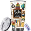 Raevaki Personalized Teacher Tumbler - Gifts For Teachers - Custom 2D Flat Back To School Cup T18 - Classroom Tumbler - Teacher's Day, Graduation, Birthday Gifts For Teachers, Educator