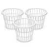 RahaFix 1 Bushel Round Laundry Basket, Pack of 3, White Plastic Clothes Basket with Open Top, Built-In Carry Handles, Lightweight Laundry Hamper for Bedroom, Bathroom, Dorm, Apartment and Laundry Room
