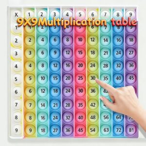 Rainbow 9x9 Multiplication Table Learning Board, Math Manipulatives for Kids Ages 6-10, STEM Sensory Math Toy for Classroom & Homeschool, Flash Cards Alternative & Wall Chart for 3rd 4th Grade