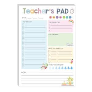 Rainbow Boho Teacher Notepad End of Year & Appreciation Gifts - To-Do List Pad Stationery Must-Have Supplies for Preschool, Elementary, Middle, and High School Teachers (B)