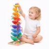 Rainbow Music Tree Toy, Wooden Marble Run Ball Drop Toy for Kids Ages 3+