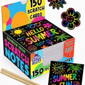 Rainbow Scratch Art for Kids - 150 Pcs Rainbow Scratch Art Paper Mini Notes