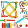 RAINBOW TOYFROG Pop Tubes Connecting Toys - 60 Piece Colorful Stretchy,STEM Building Sets for Kids, Preschool Classroom Must Haves, Occupational Therapy Toys, Autism Sensory Products