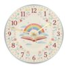 Rainbow Wall Clock, Fanciful Playful Book Flowers Spring Cream Analog Wall Clock for Kitchen Dining Room Apartment Dorm Room Decor 11.6x11.6 Inches
