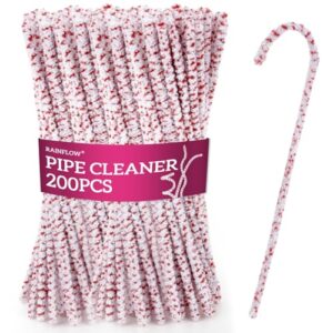 RAINFLOW White Pipe Cleaners 200pcs - Chenille Stems Glass Pipe Cleaner Disposable Cleaning Tool for Instruments Craft Accessories Flexible Absorb 6.3X0.16Inch (Red Dot)