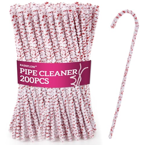 RAINFLOW White Pipe Cleaners 200pcs - Chenille Stems Glass Pipe Cleaner Disposable Cleaning Tool for Instruments Craft Accessories Flexible Absorb 6.3X0.16Inch (Red Dot)