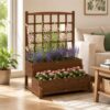 Raised Garden Bed with Trellis, 2-Tier Wood Raised Garden beds Outdoor Planter Box, Outdoor Vegetable Growing Kit Raised Garden Bed with Drainage Holes, Sturdy Cedar Frame for Clim