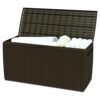 Ram Quality Products 71 Gallon Plastic Outdoor Backyard Storage Bin Deck Box for Patio Furniture Cushions,Tools, and Pool Accessories, Brown