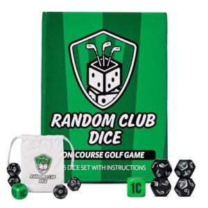 Random Club Dice On-Course Golf Dice Game – Fun Golf Dice Games Challenge for Golfers and Friends – Portable Dice Games On-Course Play – Includes 4 Random Club Dice, 1 Action Dice & Storage Bag