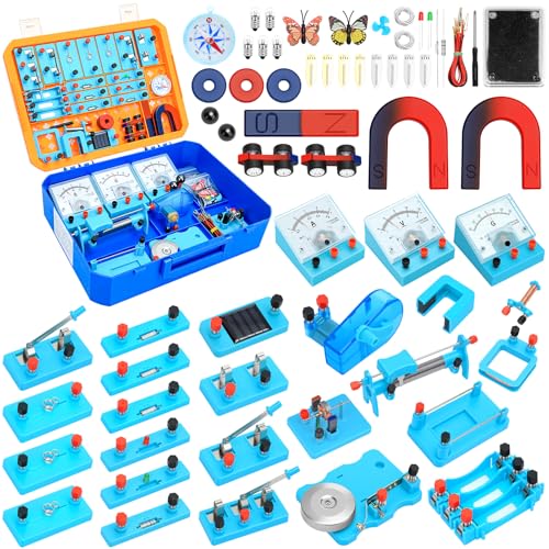 Ransanx 79PCS Science Magnets Kit for Kids Ages 8-16 - Ultimate STEM Physics Electricity Lab - Deluxe Experiment Set with Extensive Magnets Circuits