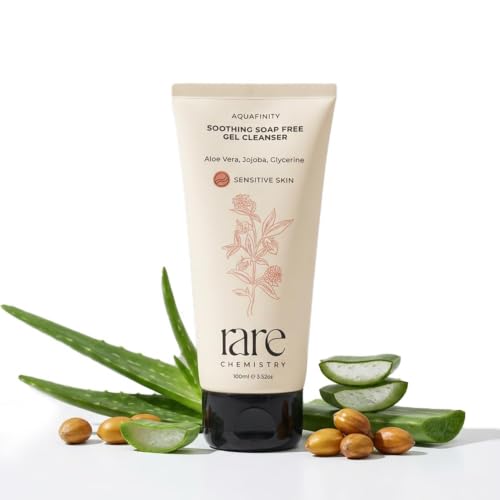 Rare Chemistry Aquafinity Soothing Soap Free Gel Cleanser 100ml | Face Wash with Aloe Vera, Jojoba & Glycerine | Gentle Hydrating Cleanser for Sensitive Skin | Daily Facial Cleanser
