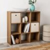 Ratoyal 9 Cube Storage Organizer, Warm Walnut Cube Shelf Bookcase with Open Storage Compartments for Home, Office, Bedroom & Living Room Organization