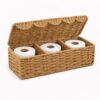 Rattanzenith Paper Rope Woven Storage Basket with Lid, 3 Compartments