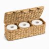Rattanzenith Water Hyacinth Woven Storage Basket with Lid, 3-Section