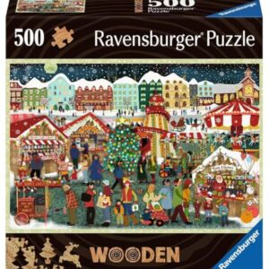 Ravensburger Christmas Market Charm – 500 Piece Jigsaw Puzzle | Festive Stalls & Twinkling Lights | A Cozy Holiday Adventure