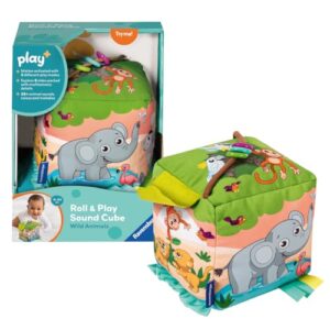 Ravensburger Play+ Roll & Play Sound Cube - Wild Animals | Motion-Activated Sound Toy | Encourages Crawling & Coordination