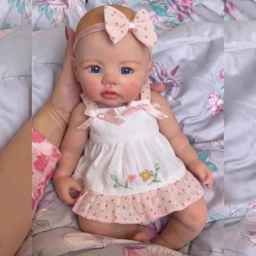 RBBABY 12" Realistic Reborn Baby Dolls Girl, Premium Elastic Solid Silicone Newborn Baby Girl Full Body Flexible, Soft Lifelike Handmade Baby Dolls for Kids & Collectors Xmas Gift Set