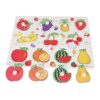 Rcniso Wooden Number Animal Fruit Puzzle, Educational Toy for with Comfortable Handle (A3016 (Fruit))