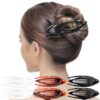 RC ROCHE 6 Pcs Flat Hair Clips Big Claw for Thick Hair French Duckbill Women No Slip Side Slide Curved Alligator Concord Strong Grip Hold Volume Lay Down Clamp, Small Clear Brown and Black