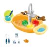 RCULWPLP Kitchen Sink Toy, Play Kitchen, Toy Accessories with Running Play Water, Food Toys, Children's Sink Dishwashing Set As A Birthday Present, Deer Orange
