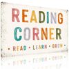 Reading Corner 8X12 Inch Aluminum Metal Sign, Read Learn Grow Decorative Vintage Wall for Home Living Room Classroom Library, Suitable Readers, Teachers, Homeschool Owners, Book Lovers