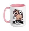 Reading Rider In Training Cute Pony Reading Ceramic Mug, Pink/White, 15oz