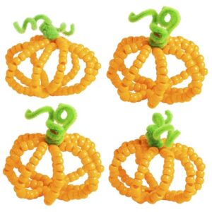 READY 2 LEARN Halloween Crafts | Create Your Own Bead Pumpkins | Set of 4 | DIY Halloween Crafts for Kids | Mess-Free | Kid-Friendly Instructions