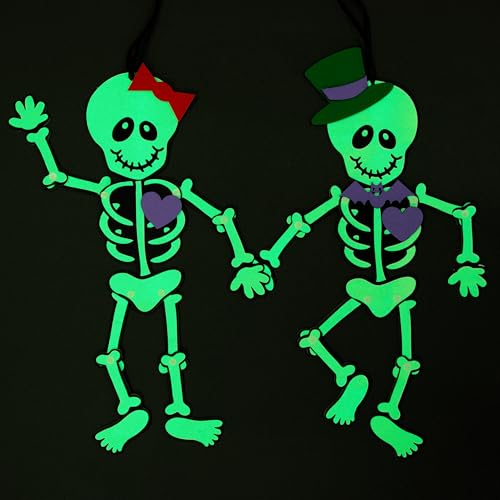 READY 2 LEARN Halloween Crafts | Create Your Own Glow-in-the-Dark Skeletons | Set of 2 | Halloween DIY Projects | Mess-Free | Kid-Friendly Instructions