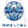 REAIJUNPIN Acrylic Jigsaw Puzzle Suncatcher-Creative Irregular Shape Puzzle,Stained Glass Window Hanging, Home Decor Creative Mom Gifts, Birthday Gifts for Women,Wife 7.4in (Azure Pond Guardian)