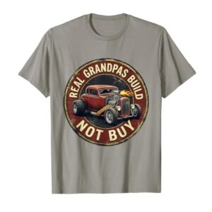 Real Grandpas Build, Not Buy Vintage Hot Rod Design T-Shirt, Men, Slate Grey, Large