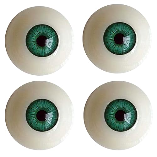 Realistic Acrylic Eyeball, 2 Pairs Plastic Hollow Eyeball, 30mm Beige Diameter Half Round Fake Eyes for Halloween Party Decor Art Dolls Props, Green