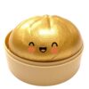 Realistic Steamed Bun Squeeze Toy, Soft TPR Stress Reducer and Sensory Fidget Tool with Mini Steamer Case, White, 1 Set, for Kids and Adults Golden