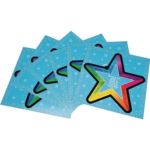 Really Good Stuff Tactile Breathing Star Cards - 6 Pack - Social Emotional Learning Sensory Tool - Calming Fidget - Promotes Relaxation & Helpful Breathing Techniques