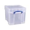 Really Useful Box 35 Liter Plastic Stackable Storage Container with XL Snap Lid & Built-In Clip Lock Handles for Home or Office Organization, Clear