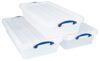 Really Useful Box 41 Litre Plastic Storage Box Clear (Pack of 3)