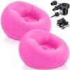Realspring 2 Pcs Inflatable Bean Bag Chairs with Electric Air Pump Blow up Chair Inflatable Lazy Sofa Folding Portable Loungers Couch for Indoor Outdoor Movie Camping(Bright Pink)