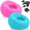 Realspring 2 Pcs Inflatable Bean Bag Chairs with Electric Air Pump Blow up Chair Inflatable Lazy Sofa Folding Portable Loungers Couch for Indoor Outdoor Movie Camping (Pink,Blue)