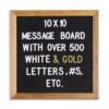 Real Wood Framed Felt Letter Board, Changeable Message Board, 10" x 10", Folding Stand and Wall Mount, 500+ Pieces of White & Gold Letters, Numbers, Words & Symbols, by Better Office Products (Rustic