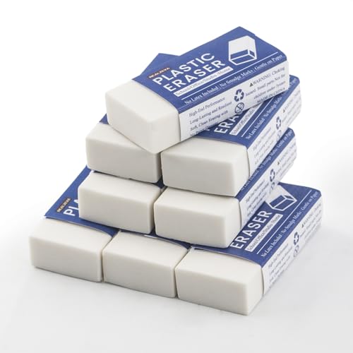 Realzeva White Eraser, 8-Pack Bulk Erasers for Classroom,White Erasers for School, Classroom Must Haves & Back to School Supplies Eraser, Latex-Free & No Crumbling, Gomas De Borrar Escolares.