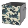Reccmeny Camouflage Dark Teal Ivory Charcoal Cube Storage Bins