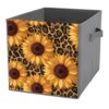 Reccmeny Golden Leopard Sunflower Blooms Cube Storage Bins