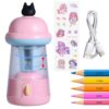 Rechargeable Electric Pencil Sharpener, 6-12mm Auto in & Out Fully Automatic Pencil Sharpener for Kids, Large Capacity Battery Powered, with Cartoon Stickers Ideal for Classroom & Home (Pink)