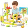 Rechargeable Electric Train Set, 3D Magnetic Vehicle Kit STEM Gift(88 Pcs)
