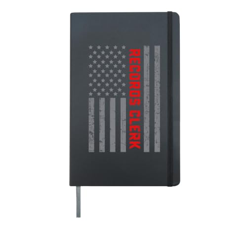 Records Clerk Vintage US Flag For Men Dad Hardcover Journal, Black