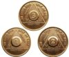 RecoveryChip AA Medallion Set 1 2 3 Month Sobriety Chips – 30 60 90 Day Alcoholics Anonymous Bronze Recovery Coins with Serenity Prayer (3-Pack Milestone Tokens)