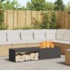 Rectangular Outdoor Fire Pit, Heavy Duty Steel Wood Burning Fireplace for Backyard Patio Garden Heating, Matte Black 62.99 x 17.72 x 13.78 Inches