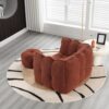 Red+Brown Bean Bag Chair with Footstool 41 Inch Chenille Foam Sofa