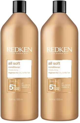 Redken All Soft Conditioner | Moisturizes and Deeply Hydrates| Softens,Smooths,and Adds Shine| Nourishing Conditioner for Dry Hair | Safe for Color-Treated Hair-| With Argan Oil,(Pack of 2)
